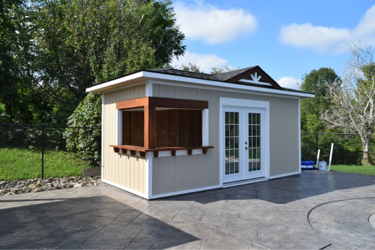 Custom Pool Hip Roof Shed With Bar Unit